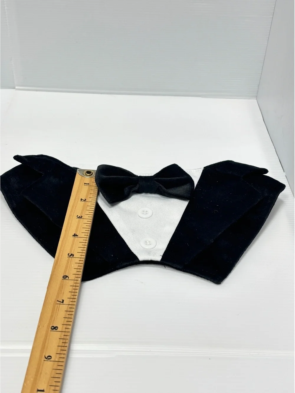 Dog Tuxedo Collar with Bow Tie Black Velvet ,Adjustable Closure NEW Wedding